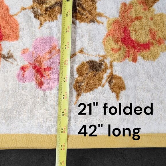 Vintage Callaway Rose Floral Towel 42x24 Yellow Orange Pink Cotton USA - Picture 7 of 7